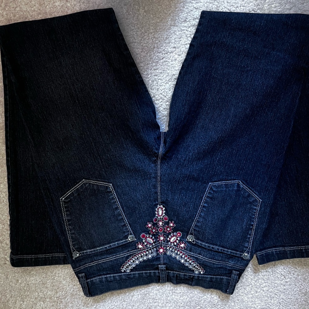 V Cristina red and crystal embellished Jeans, sz 6 - Picture 7 of 10